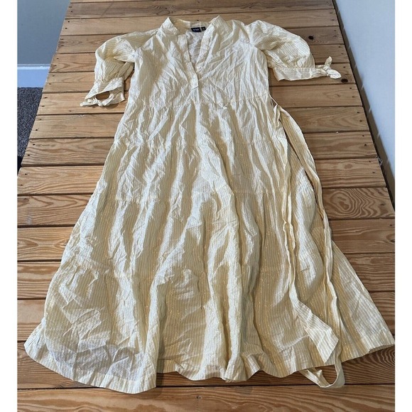 GAP Dresses & Skirts - Gap Striped 1/2 Button Midi Dress Size Medium Women’s Yellow
